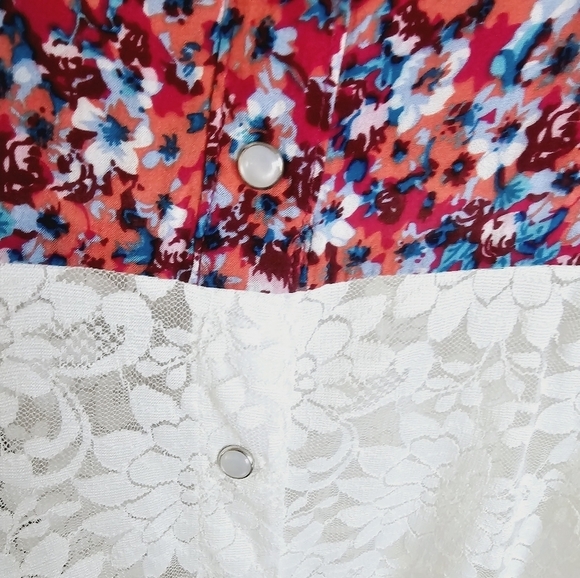 Roper Duster Crochet Ditzy Floral Print Button Up Cardigan Women's Size S - Picture 3 of 6